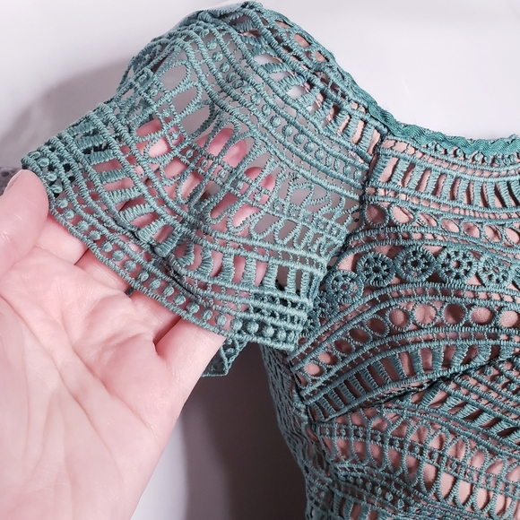 Stylestalker Revolve Alexander mini dress jade green lace size small NWT - Picture 3 of 11